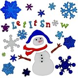 Christmas Window Clings Let It Snow with Snowman and Snowflakes Holiday Gel Charms Stickers Decorations