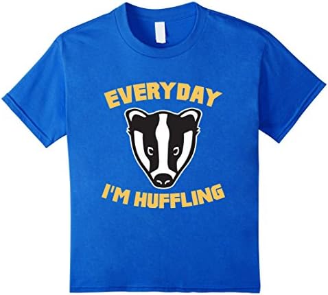 Kids Everyday I'm Huffling Huffle Badger Cute Funny Animal Graphic T-Shirt 4 Royal Blue