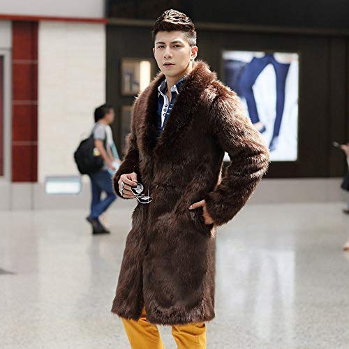 Hot Sale! minRan Men's Fashion Luxury Faux Fur Coat Jacket Winter Warm Tops Long Coats Overwear Outwear