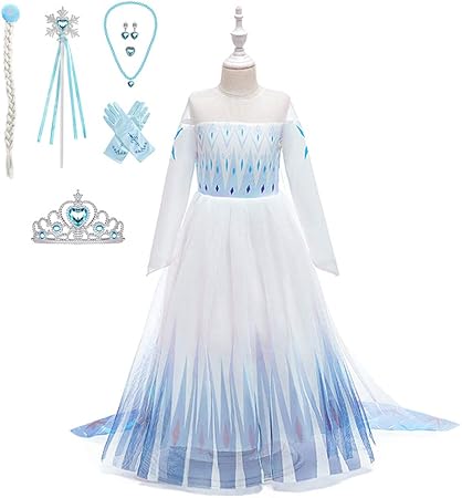 Amazon Kocekid アナと雪の女王 2 エルサ ドレス 子供 女の子ドレス ディズニープリンセスドレス エルサ コスプレ 衣装 ハロウィン コスチューム ロングドレス なりきり 可愛い お姫様 誕生日プレゼント イベント パーティー 舞台 演出服 キッズコスチューム おもちゃ