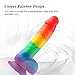 Utimi Silicone Dildo Liquid Realistic Big Dick G-spot Stimulator with Suction Cup,Rainbow Pattern