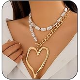 Atiptu Gold Chunky Cross Necklace for Women Statement Cross Pendant Necklace Layered Hammered Bold Cross Necklace Vintage Toggle Clasp Necklace Jewelry