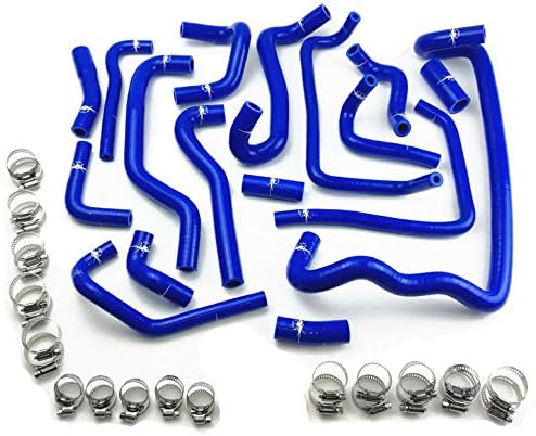 I33T Compatible with Silicone Heater Hose Kit with Clamps Set for 1989-1993 Skyline GTS R32 HCR32 HNR32 RB20DET,Blue
