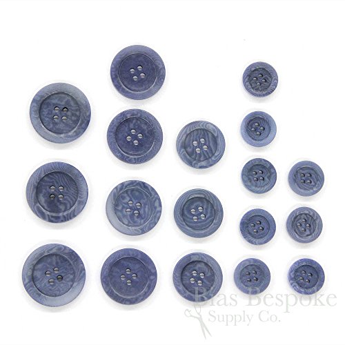 Sets of 11 Chic Country Blue Corozo Suit Buttons for Single Breasted Jackets, Made in Italy