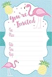 Flamingo Luau Party Invitations - Fill In Style (20 Count) With Envelopes