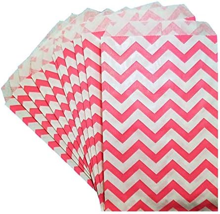 CuteBox Company 8.5" x 11" Chevron Pattern Flat Paper Gift Bags 100pcs for Retail, Packaging, Party Favors, Merchandise, Crafts, Handmade Goods, Arts and Crafts, Outdoor Events, Holidays, Weddings