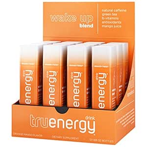 Tru Energy Wellness Shots, Natural Energy Shots Extra Strength with Green Tea and Vitamin B12, Orange Mango Flavored, 2oz (Pack of 12)
