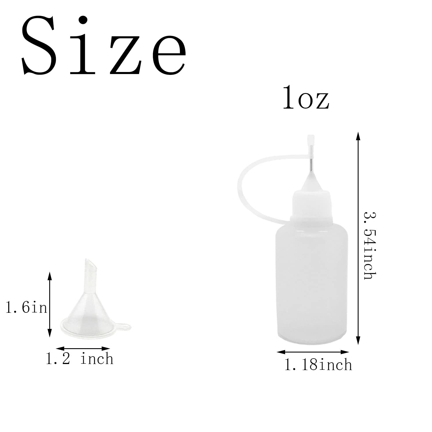 12 Pcs Precision Tip Applicator Bottles, 1 Ounce Translucent Glue Bottles, with 2 Mini Funnel for Paper Quilling DIY Craft, White Lids