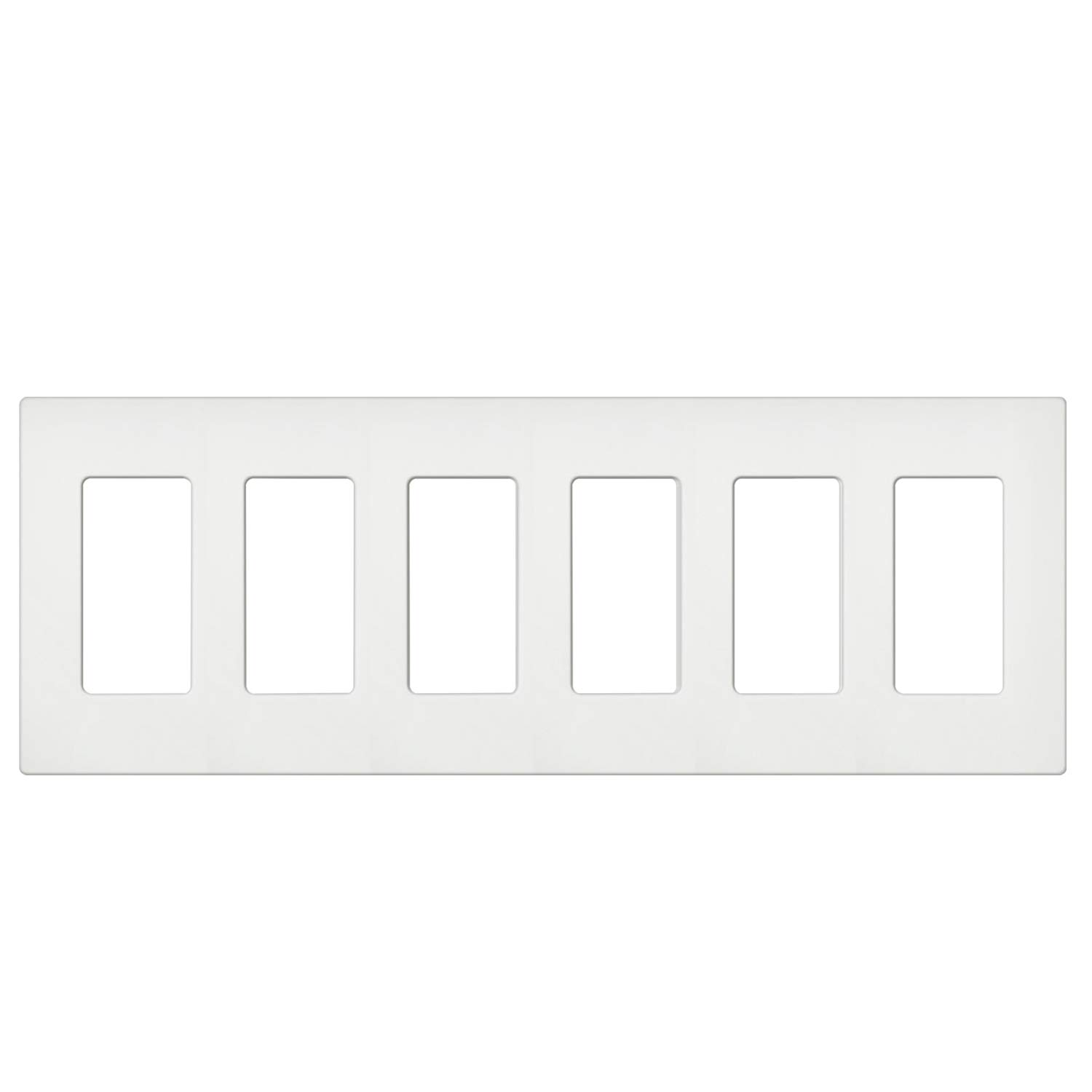 BESTTEN 6-Gang Screwless Wall Plate, USWP4 White Series Decorator Outlet Cover, for Light Switch, Dimmer, GFCI, USB Receptacle, H4.69” x L11.75”, UL Listed