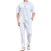 Lexiart Mens Cool Oversize Tall Pajama Set Loungewear T-Shirt and Pants Casual 2 Piece Outfits with Pockets M-3XL