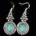 TS Vintage Inlaid Dangle Turquoise Alloy Earring Round Pendant Drop Earrings