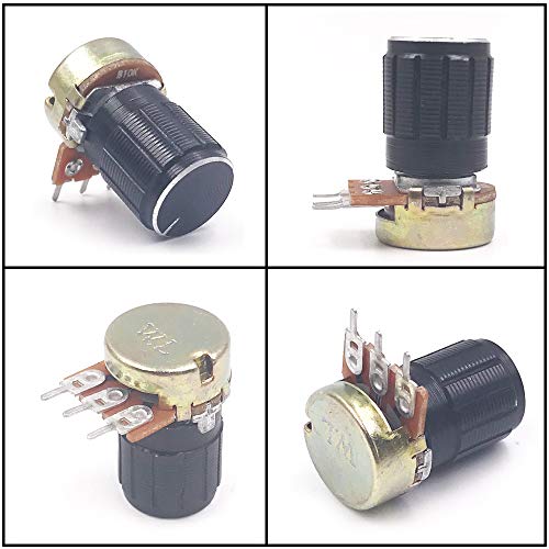 Seloky 8 PCS B10K 10K Ohm Knurled Shaft Linear Rotary Taper Potentiometer with Black Knob(WH148) Kit