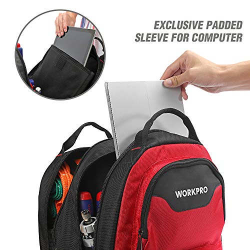 WORKPRO Tool Backpack 41Pocket Heavy Duty Jobsite Tool Bag with