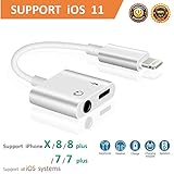 Lighting to 3.5mm Aux Headphone Jack Audio Adapter, ebasy 2 in 1 Lighting Adapter Compatible with Phone XR/XS MAX/X / 7 Plus / 8 Plus (Support iOS 11, iOS 12)-White