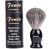 Fento Pure Badger Hair Shaving Brush-For Double Edge Razor, Safety Razor,Black Handle