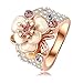 AnaZoz Jewelry 18K Gold Plated Women Rose Gold Plate SWA Elements Austrian Crystal Enamel Flower/Wedding Ring 8