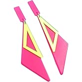 Retro 80s 90s Neon Earrings Acrylic Triangle Star Creative Exaggerated Fluorescent Earrings for Women's Party Jewelry Gifts
