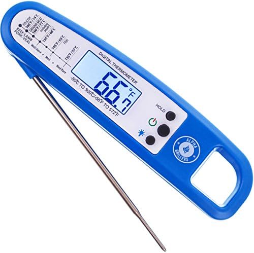 Instant Read Thermometer with Backlight for Meat & Cooking. Sold in Elegant Gift Box. Best Ultra Fast Digital BBQ Food Probe. Includes Internal Barbecue Meat Temperature Guide. by Alpha Grillers