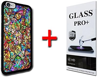 Disney All Characters Stainded Glass iPhone 7 PLUS, iPhone 7 + TPU Rubber Phone Case and FREE Tempered Glass Screen Protector