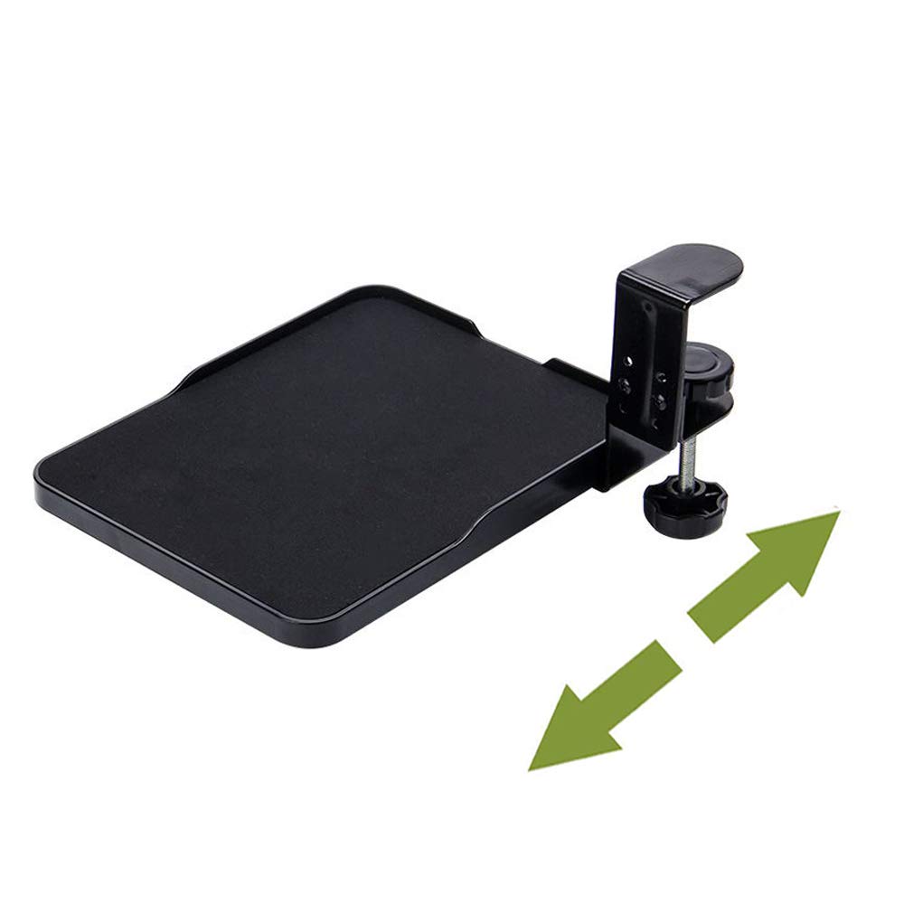 Mouse Tray Clamp Under Desk Mouse Platform Clamp On Slide Out Ergonomic Mouse Tray Extender Sliding Pull Out (Black)