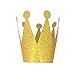 Boieo Gold Party Crown Hats, Mini Gold Crowns for Kids, Small Paper Royal Tiara, Birthday Costume Headband, Glitter Princess Decoration, Craft Supplies Set, 6 Pack