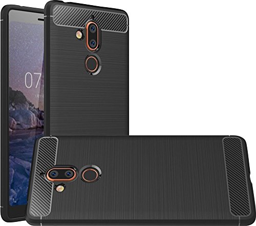 Nokia 7 Plus Case, Yiakeng Shockproof Protection Soft Glitter Waterproof Silicone Slim Lightweight Anti-Fingerprint Full Cover Phone Cases for Nokia 7 Plus 6" (Black)