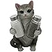 Gray Kitty Cat Glass Salt and Pepper Shakers with Holder Sculpture in Pet Figurines & Statues and Decorative Kitten Bar or Dining Room Table Decor Gifts for Pet Owners