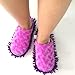 Selric Washable Detachable Chenille Mop Slippers Purple, Floor-Cleaning Dusting Slippers, House Cleaning Tool Vamp is Made of Smooth Warm Soft Rose Velvet Fabric 9 7/9 Inches Size:5.5-8.5.