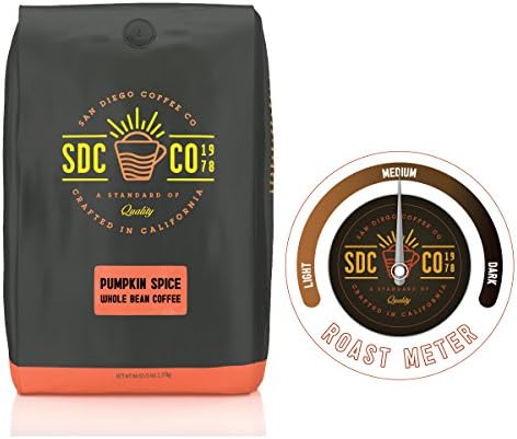 San Diego CoffeePumpkin Spice, Medium Roast, Whole Bean Coffee, 5-Pound Bag Café en grano tostado