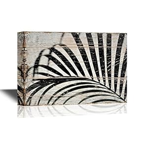Canvas Wall Art - Tropical Plant Leaf on Wood Style Background - Gallery Wrap Modern Home Art | Ready to Hang - 12x18 inches