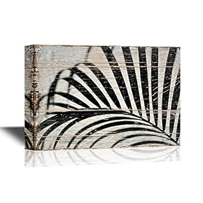 Tropical Plant Leaf on Wood Style Background