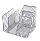 EasyPAG Mesh Desk Organizer with 2 Upright Letter Sorter,Silver