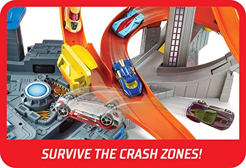 Hot Wheels Autorennbahn Mega Crash Superbahn, mit Looping Tracks und Kurven, inkl. 1 Spielzeugauto und 2 Starter, Auto Spielzeug, Spielzeug ab 6 Jahre, CDL45 – Bild 5