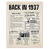 8x10 1937 Birthday Gift // Back in 1937 Newspaper Poster // 82nd Birthday Gift // 82nd Party Decoration // 82nd Birthday Sign // Born in 1937 Print