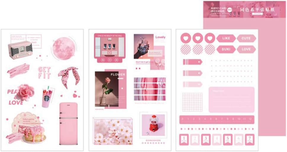 Vapor-Wave Pink Union Stickers Kawaii Aesthetic Decal Self Adhesive Waterproof Scrapbook Accessories for Child Kids Toddlers Nursery School Kindergarten
