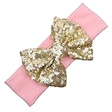 Voberry Baby Girls Photo Props Turban Cotton Sequins Bow Headband Soft Head Wrap (C)