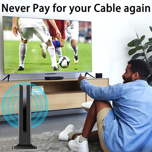 Digital TV Antenna for Smart TV Indoor,2026 TV Antenna with 3M Stick Base, 360°&Long Range Reception HDTV Antenna for Local Channels, Easy Installation Antennas for TVs Without Cable (7.0 in)