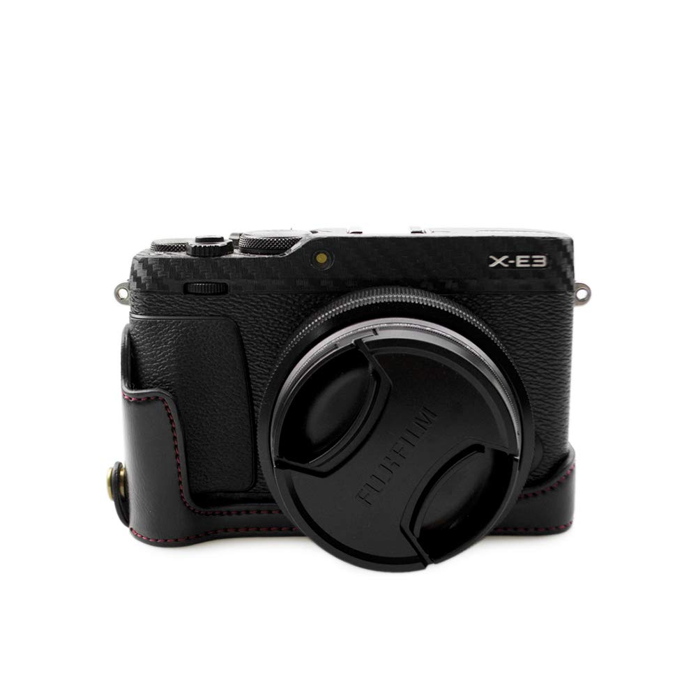 kinokoo PU Leather Half Case Bottom Case for Fujifilm X-E3 Bottom open-able (black)