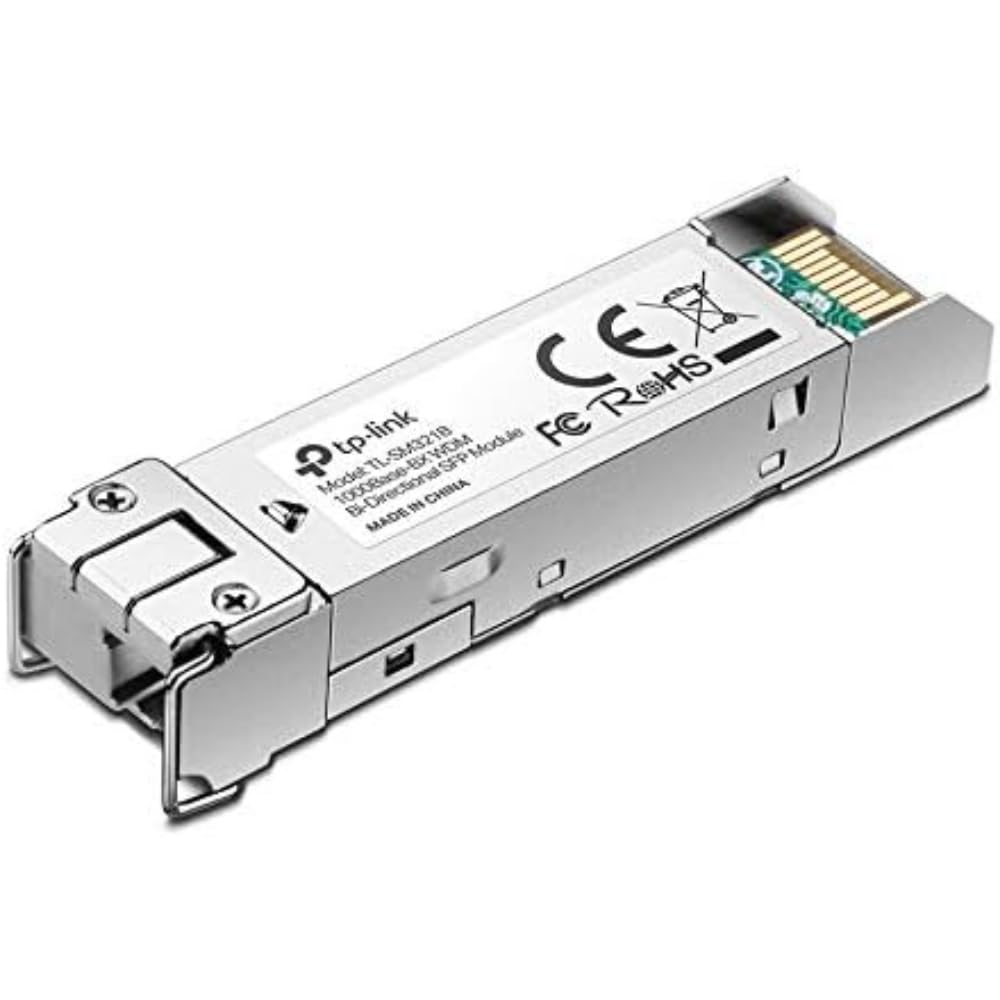 TP-Link SM321B-2 1G SFP Gigabit Fiber Optic Module, 1000Base-BX Bi-Directional, 2km Single-Mode LC Connector, DDM, Hot-Swappable, for Switches & Routers