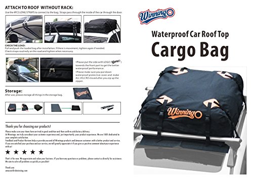 Cargo Bag, Winningo Waterproof Cargo Bag Easy to Install Soft Rooftop Luggage Carriers Works With or Without Roof Rack （Free Protective Mat） - Thumbnail 4
