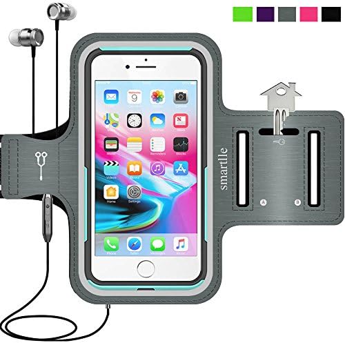 Sport Armband Water Resistant Running Case iPhone 8 Plus 7 Plus 6s Plus 6 Plus, Samsung Galaxy, LG, MOTO, with case (Lifeproof/others), Fitness Gym Workout Case Key/Card Holder, Cable locker [GRAY]