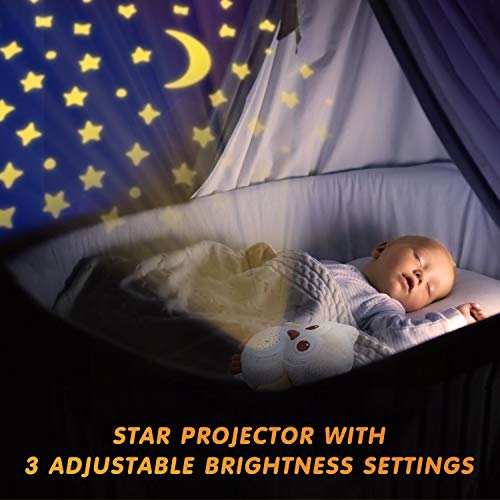 BEREST Baby Sleep Soother Owl, Lullabies & Shusher White Noise Machine Sound Soother, Nursery Decor Night Light Projector, Toddler Crib Sleep Aid, Baby Shower Gifts Portable Owl Plush Toy