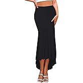 Lrady Women's High Waist Bodycon Fishtail High Low Hem Party Club Maxi Long Skirts