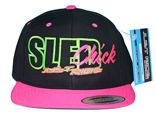 JUST RIDE Sled Chick Hat Flat Bill Snapback (PINK/BLACK LIME)