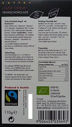Zotter BIO Trinkschokolade Hanf-Drink 1x110g – Bild 3