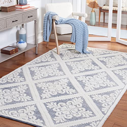 SAFAVIEH Vermont Collection Accent Rug - 3' x 5', Ivory & Blue, Handmade Wool,…