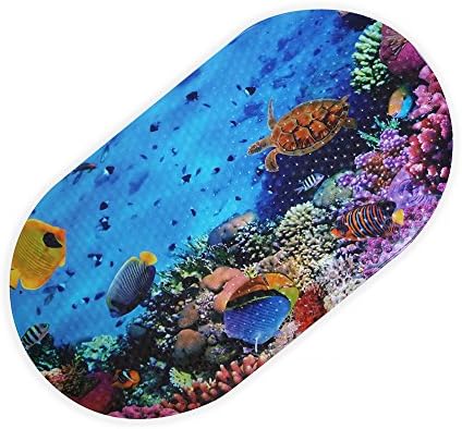 FEIDOL Non Slip Baby Bath Mat with Suction Cups for Tub, Shower Anti-Slip Mat, 27 x 15 Inch Cute Pattern Design, Bathtub Mat for Kids (Ocean)