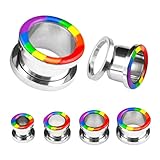 BodyJ4You Rainbow Colors Flag Screw Fit Tunnel 0 Gauge - 14mm - 1 Pair