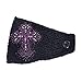 Cute Winter Rhinestones & Cross Ear Warmer Headband, Adjustable Knit Headwrap
