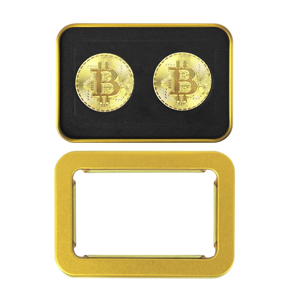 Scott Edward 2pcs Bitcoin Golf Ball Marker with Magnetic Hat Clip, Funny and Unique Golf Gift Ideas for Men and Women Golfer Golf Accessories Removable Attaches Easily to Golf Cap